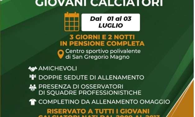 SAN GREGORIO MAGNO (Stage): una possibilità per giovani calciatori
